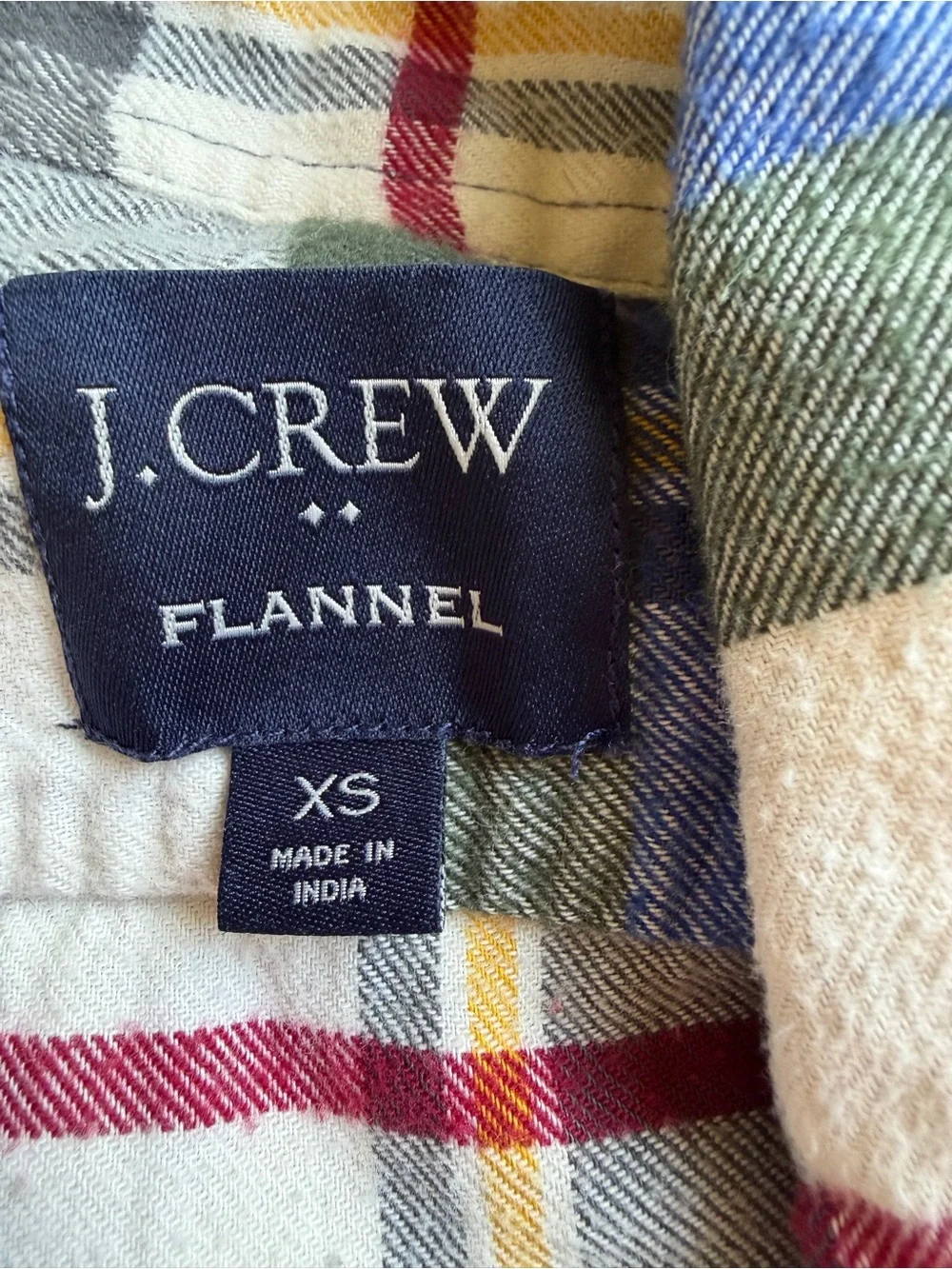 J. Crew Plaid Flannel Shirt — Navy, Red, Green, Yellow, Cream